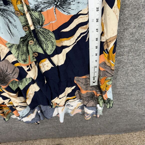 Lovave Dress Women M Medium Blue Floral Shift Midi V-Neck Sleeveless Button - Picture 5 of 7